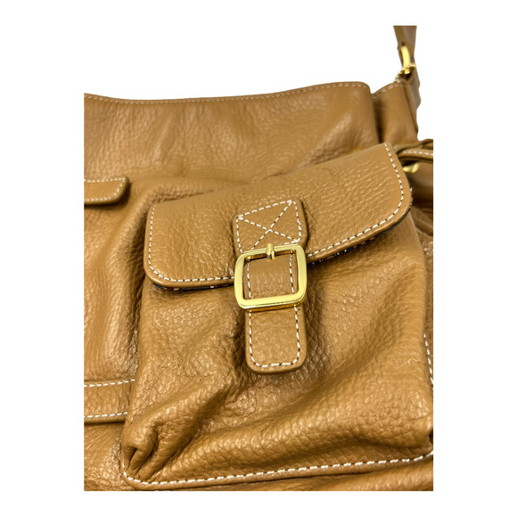 Maxx New York Pebbled Shoulder bag Brown Tan Leather, Pockets & Paisley - Picture 2 of 9